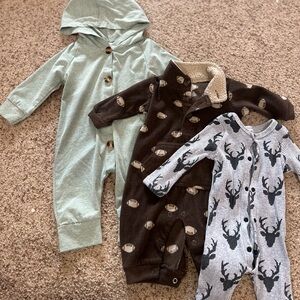 Baby Romper Set - Green, Brown, Gray